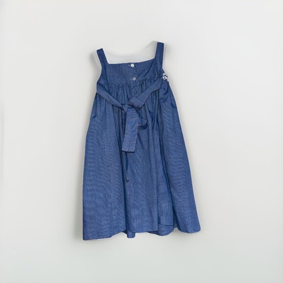 Silly Goose Girls Navy Plaid Hand Smocked Sail Boats Sundress Sz 4T Preppy - Picture 2 of 4